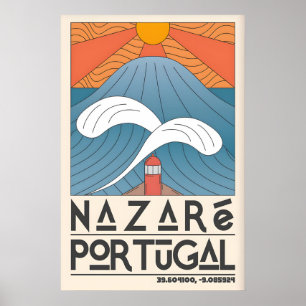 Nazare Portugal Ocean Print - Minimalist Wave and