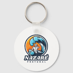Nazare Portugal Surfing Competition Vintage Surf S Keychain