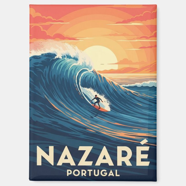 Nazare Portugal Surfing Magnet (Front)