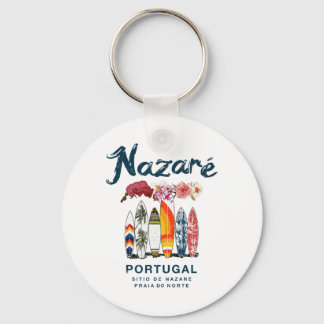 Nazare Portugal Vintage Surfing _4  Keychain