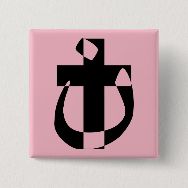 Nazarene Symbol Solidarity Christian Cross Button (Front)