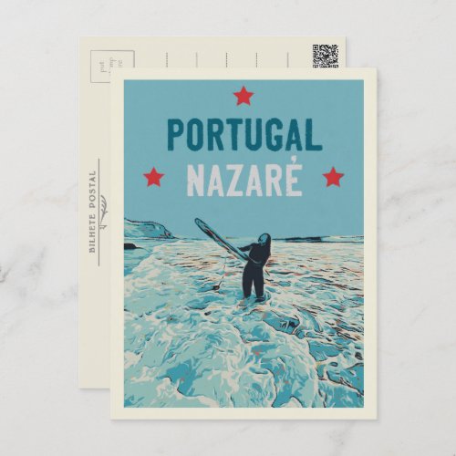 Nazares best surfing spot illustration postcard