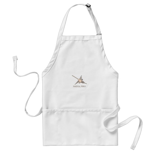 Nazca Hummingbird Geoglyph Newsprint Adult Apron (Front)
