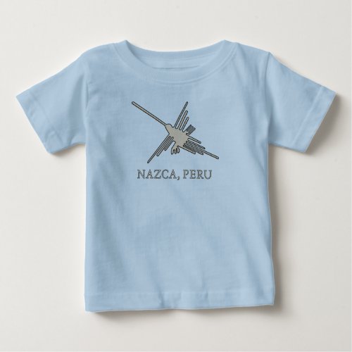 Nazca Hummingbird Geoglyph Newsprint Baby T_Shirt