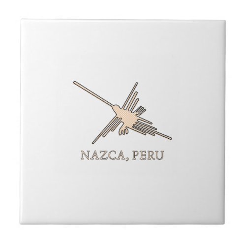 Nazca Hummingbird Geoglyph Newsprint Ceramic Tile