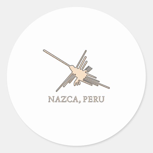 Nazca Hummingbird Geoglyph Newsprint Classic Round Sticker