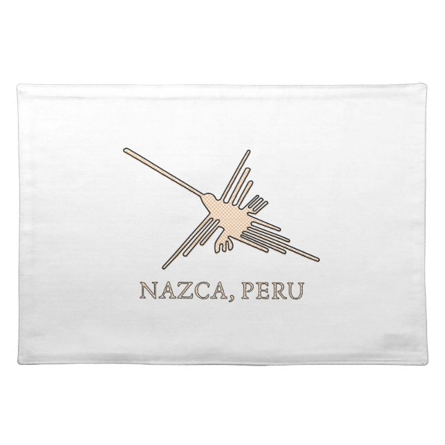 Nazca Hummingbird Geoglyph Newsprint Cloth Placemat (Front)