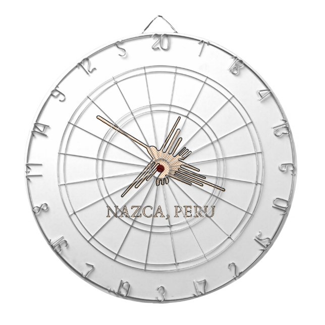 Nazca Hummingbird Geoglyph Newsprint Dart Board (Front)