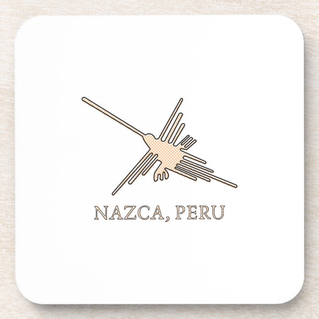Nazca Hummingbird Geoglyph Newsprint Drink Coaster (Front)