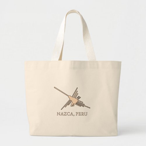 Nazca Hummingbird Geoglyph Newsprint Large Tote Bag