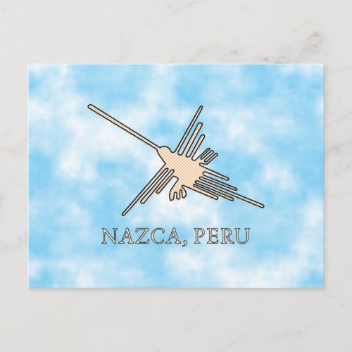 Nazca Hummingbird Geoglyph Newsprint Postcard