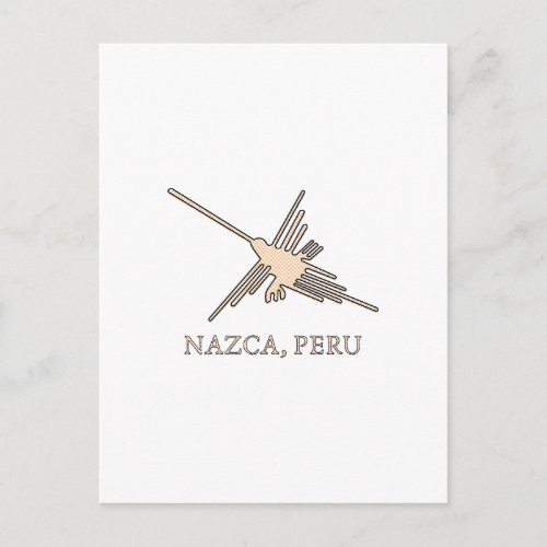 Nazca Hummingbird Geoglyph Newsprint Postcard