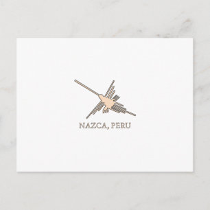 Nazca Hummingbird Geoglyph Newsprint Postcard