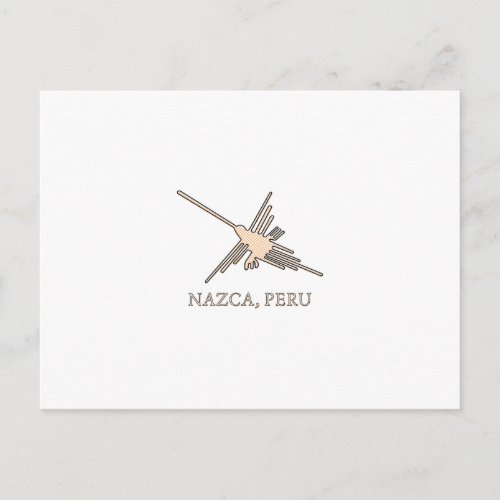 Nazca Hummingbird Geoglyph Newsprint Postcard