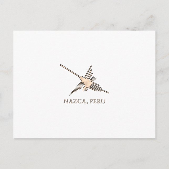 Nazca Hummingbird Geoglyph Newsprint Postcard (Front)