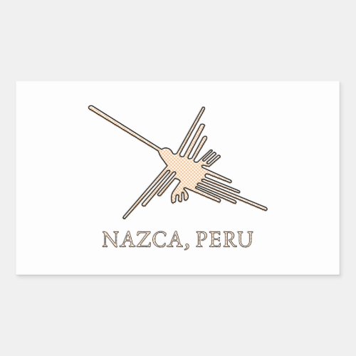 Nazca Hummingbird Geoglyph Newsprint Rectangular Sticker