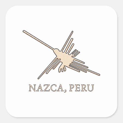 Nazca Hummingbird Geoglyph Newsprint Square Sticker