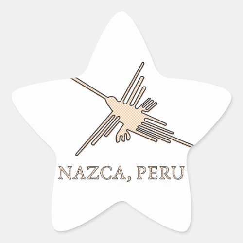 Nazca Hummingbird Geoglyph Newsprint Star Sticker