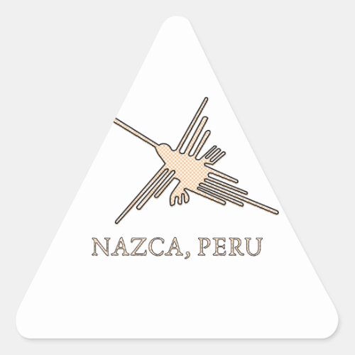 Nazca Hummingbird Geoglyph Newsprint Triangle Sticker