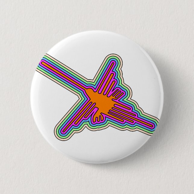 Nazca Hummingbird Peru Drawing Button (Front)