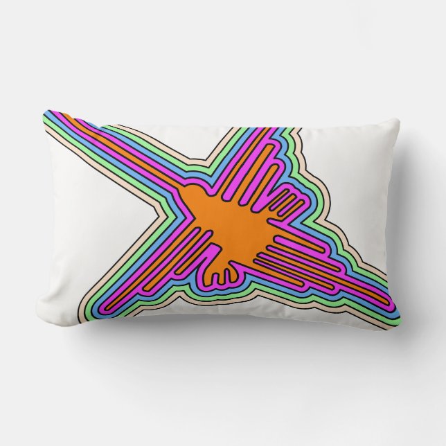 Nazca Hummingbird Peru Drawing Lumbar Pillow (Front)