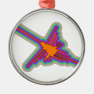 Nazca Hummingbird Peru Drawing Metal Ornament