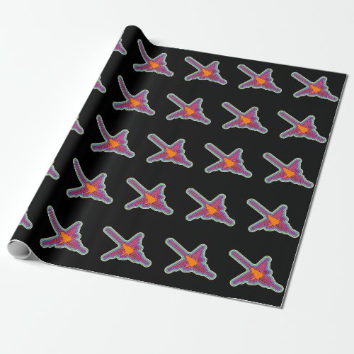 Nazca Hummingbird Peru Drawing On Black Wrapping Paper