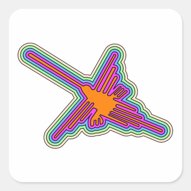 Nazca Hummingbird Peru Drawing Square Sticker (Front)
