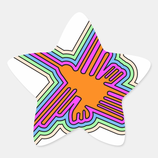 Nazca Hummingbird Peru Drawing Star Sticker (Front)