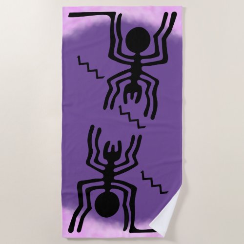 Nazca Lines Geoglyphs _ Ancient Blue Spider Beach Towel