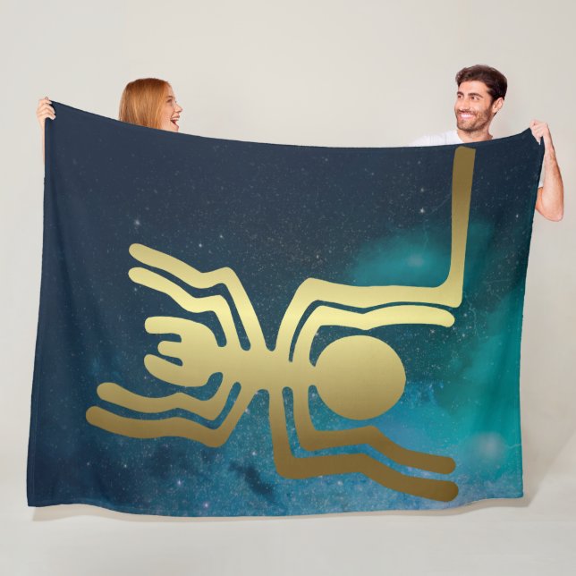 Nazca Lines - Gold Spider Fleece Blanket (In Situ)