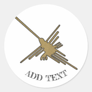 Nazca Lines Hummingbird Faux Embroidery Print Classic Round Sticker