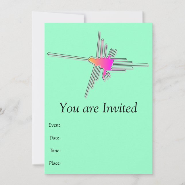 Nazca Lines Hummingbird - Green Version Invitation (Front)