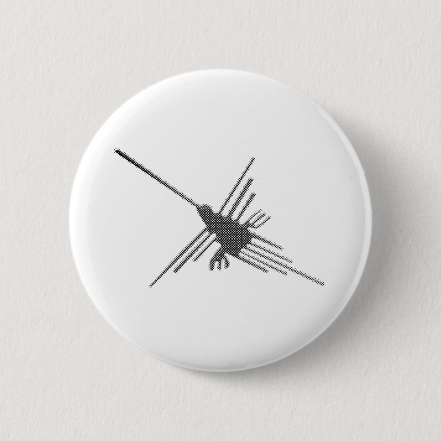 Nazca Lines Hummingbird Newsprint Button (Front)