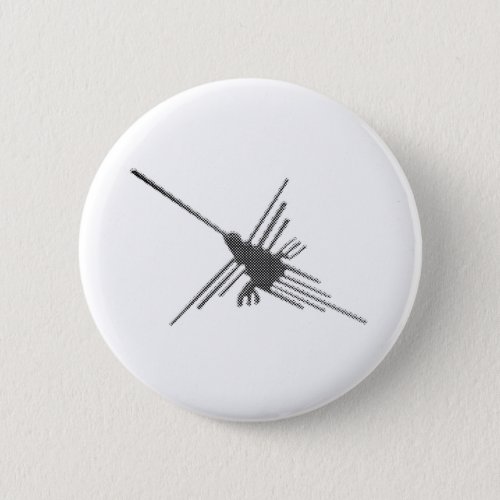 Nazca Lines Hummingbird Newsprint Button