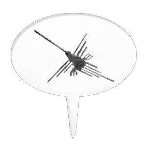 Nazca Lines Hummingbird Newsprint Cake Topper