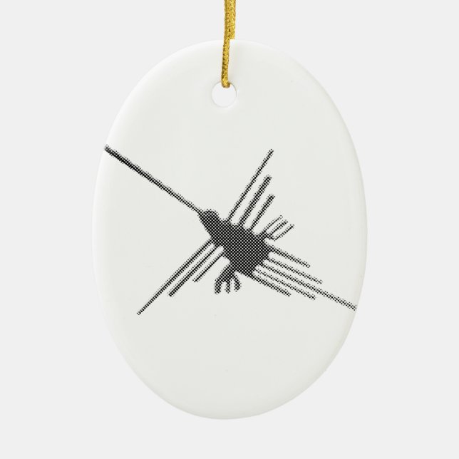 Nazca Lines Hummingbird Newsprint Ceramic Ornament (Front)