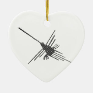 Nazca Lines Hummingbird Newsprint Ceramic Ornament