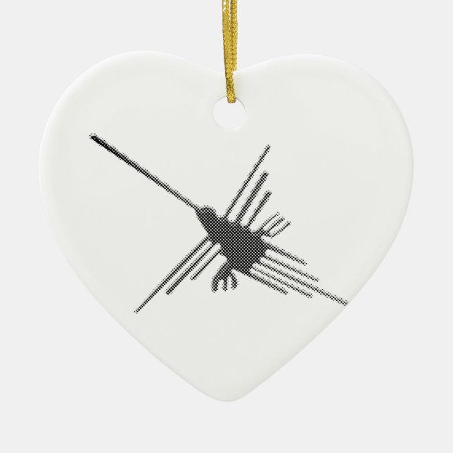 Nazca Lines Hummingbird Newsprint Ceramic Ornament (Front)