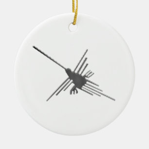 Nazca Lines Hummingbird Newsprint Ceramic Ornament