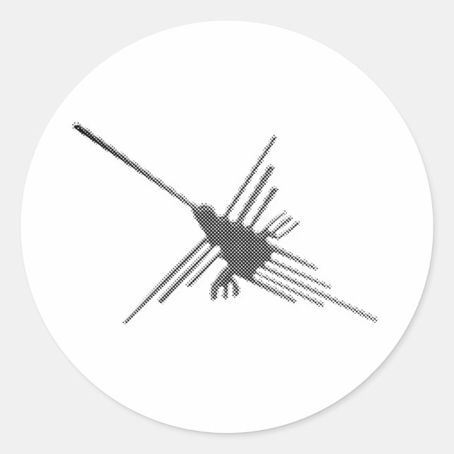 Nazca Lines Hummingbird Newsprint Classic Round Sticker (Front)