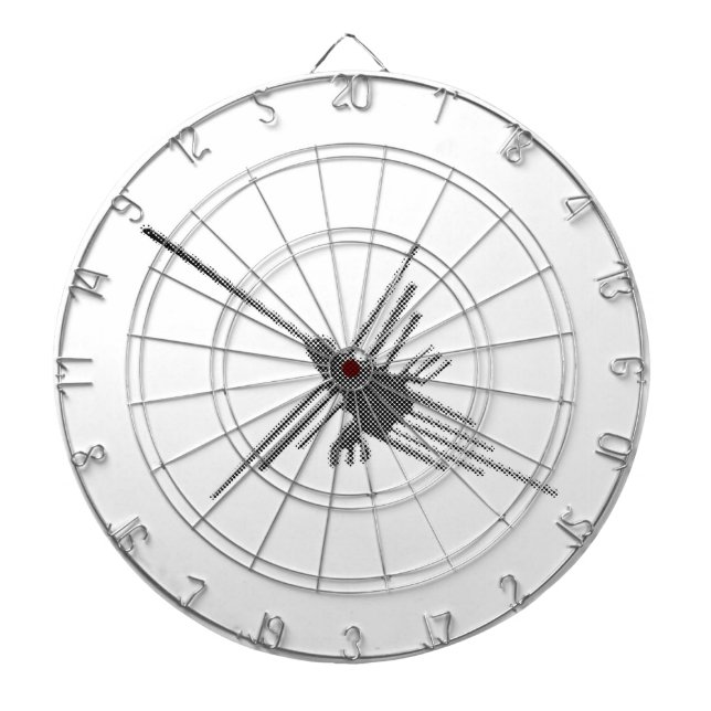 Nazca Lines Hummingbird Newsprint Dartboard With Darts (Front)