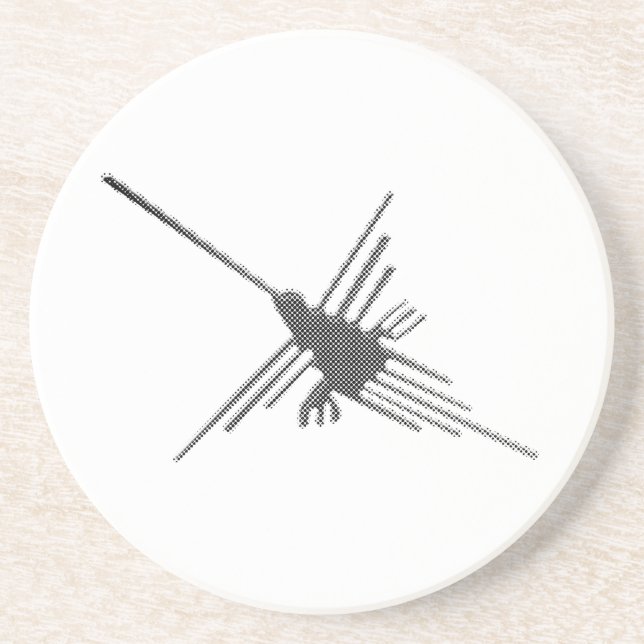 Nazca Lines Hummingbird Newsprint Drink Coaster (Front)