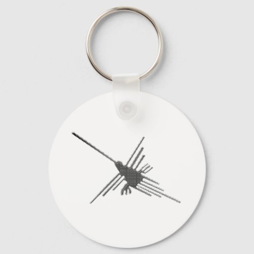 Nazca Lines Hummingbird Newsprint Keychain