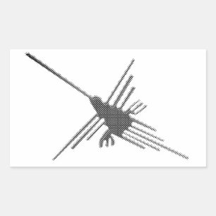 Nazca Lines Hummingbird Newsprint Rectangular Sticker