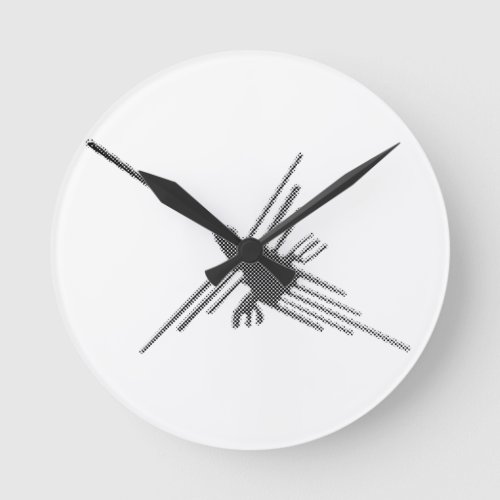 Nazca Lines Hummingbird Newsprint Round Clock