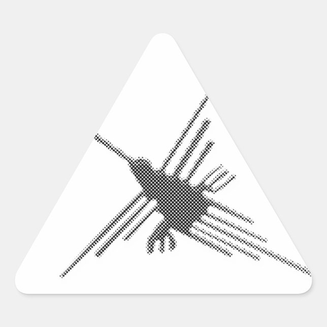 Nazca Lines Hummingbird Newsprint Triangle Sticker (Front)