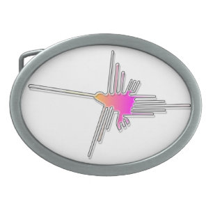 Nazca Lines Hummingbird Oval Belt Buckle