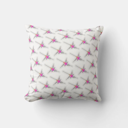 Nazca Lines Hummingbird _ Seamless Pattern Throw Pillow