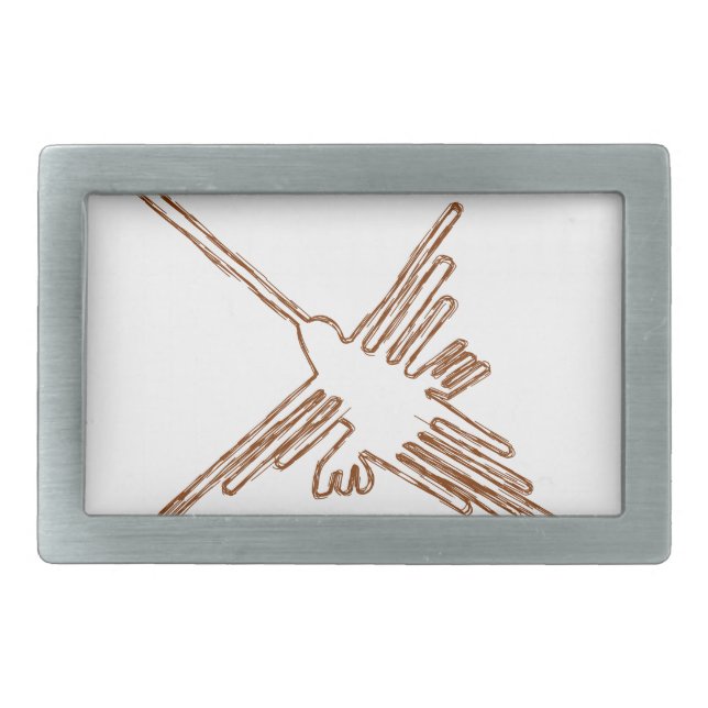 Nazca Lines Hummingbird Sketch Belt Buckle (Front)
